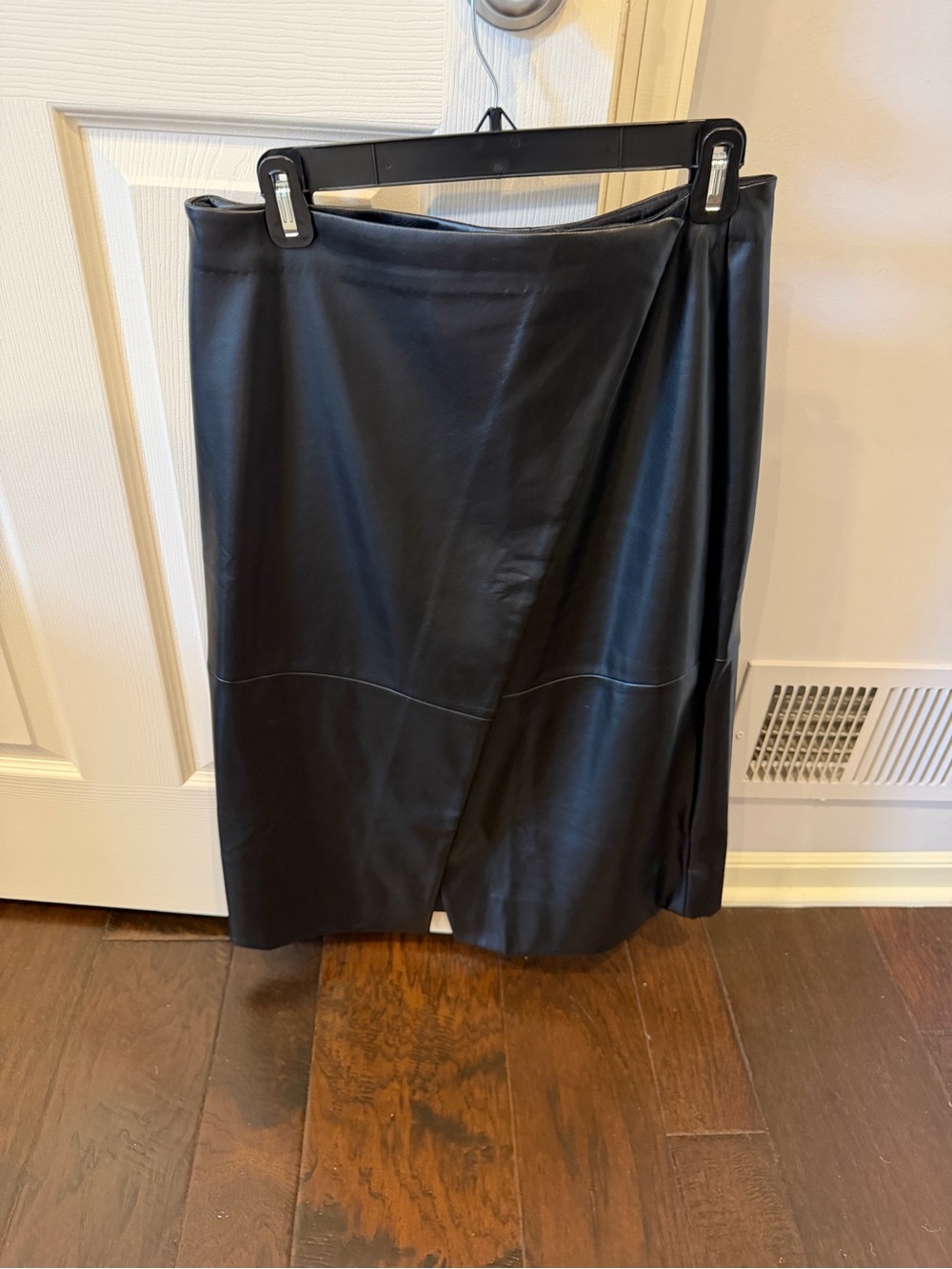 GAP Black Faux Leather Midi Skirt